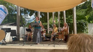 Ines Küffner bei einer Lesung in Saal an der Donau