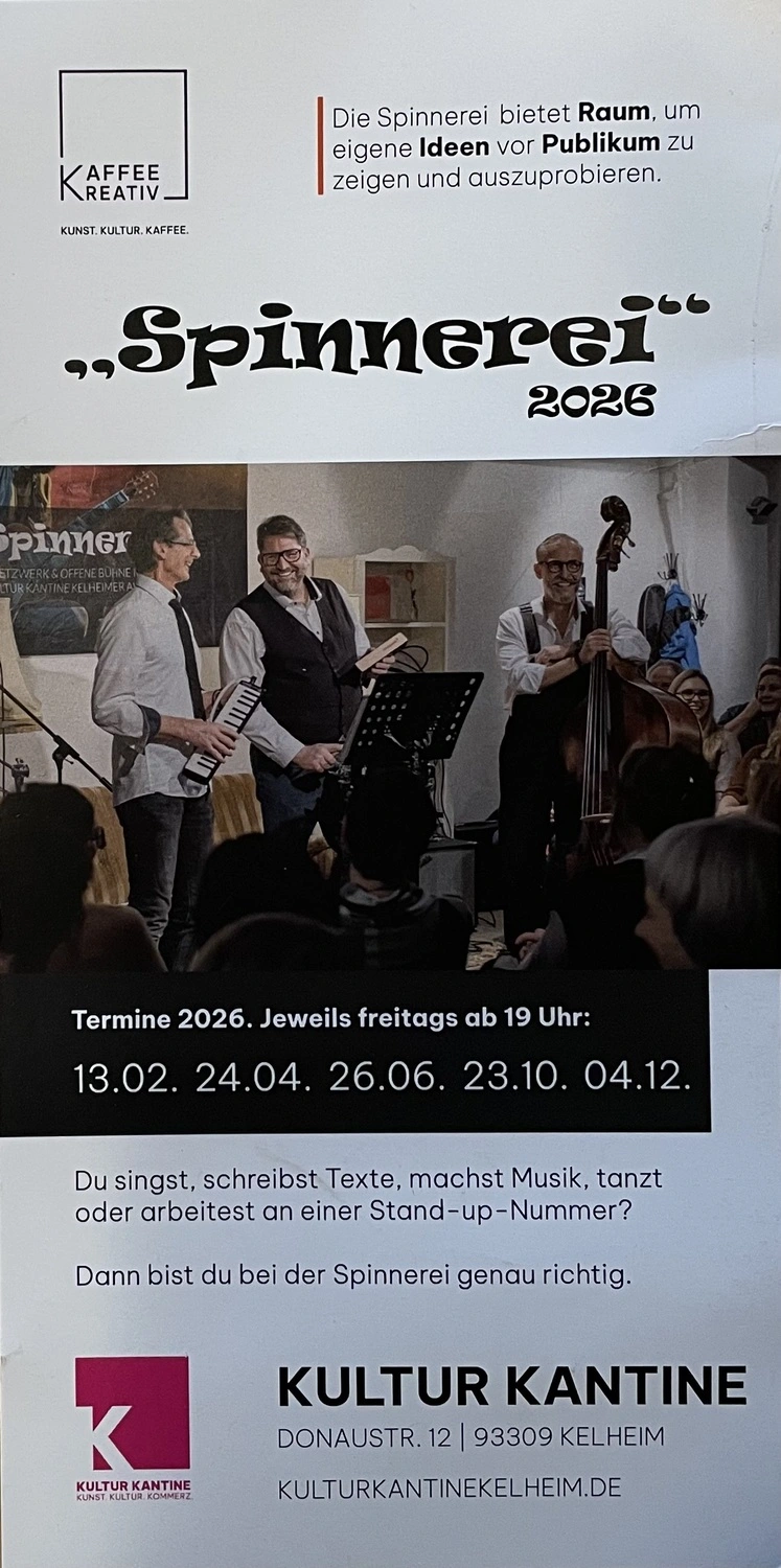 Flyer Offene Bühne Kelheim - Spinnerei