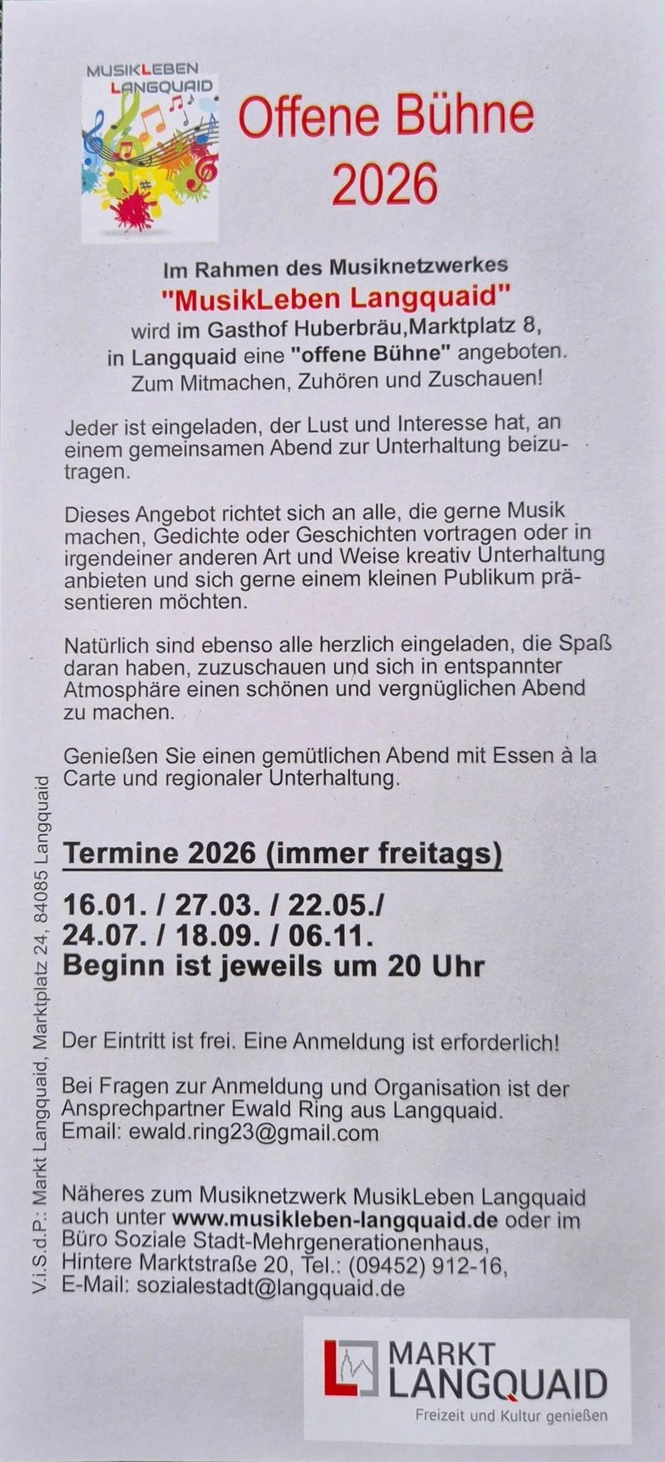 Flyer Offene Bühne Lanquaid